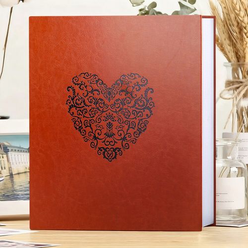 5Inch Photo Album 500 Photos Large Capacity Slip Pockets PU Leather Cover Orange — image 2