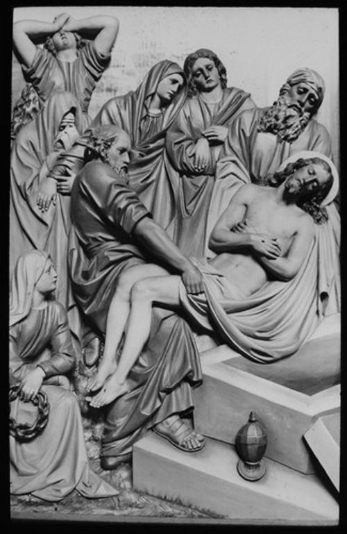 ANTIQUE Glass Magic Lantern Slide THE CRUCIFIXION NO16 C1900 PHOTO OF SCULPTURE