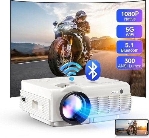 YEZMEK Home Cinema Projector Native 1080P Full HD Projector 5G WiFi BT Portable