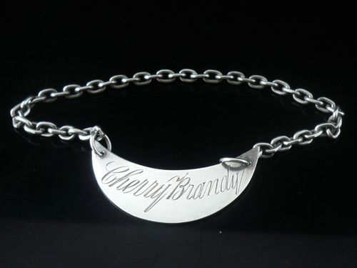  Sterling Silver CHERRY Brandy Decanter Label, Birmingham Antique 1897 — image 2
