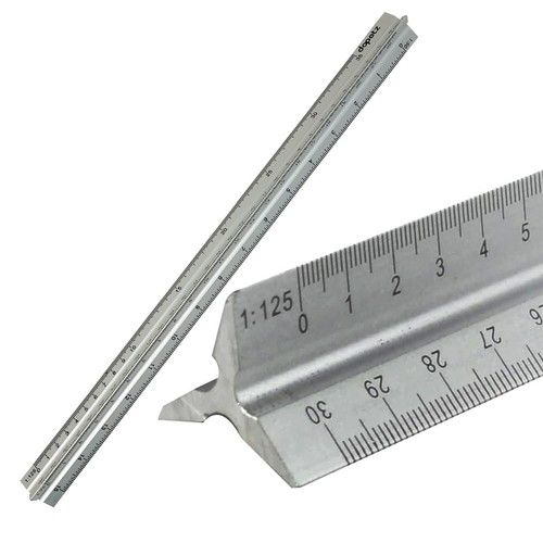 Pro 300mm Triangular Aluminum Ruler Tri-Scale 12" Metal Ruler Architect Engineer