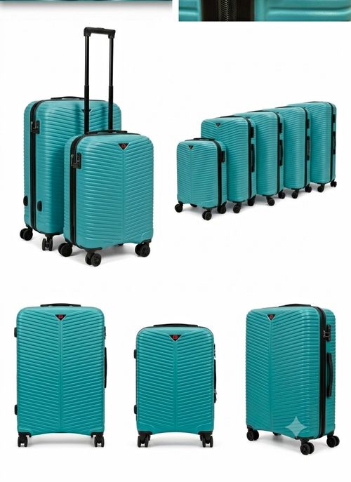 JUSTPACK Shell ABS Spinner Luggage Set, Blue, Lock, Telescopic Handle 5 Pcs Set — image 1