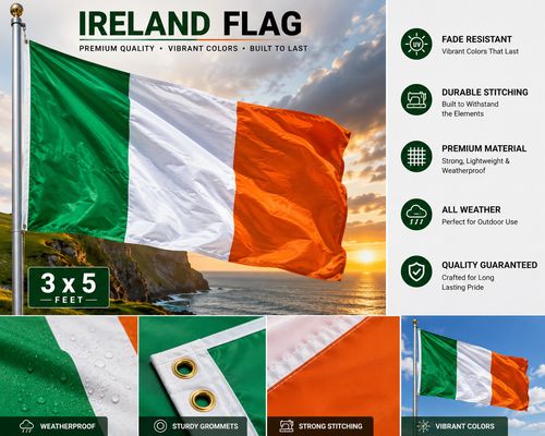 Large Irish Flag Ireland Republic Dublin St Patrick Day Football Rugby Fan 5x3ft — image 4