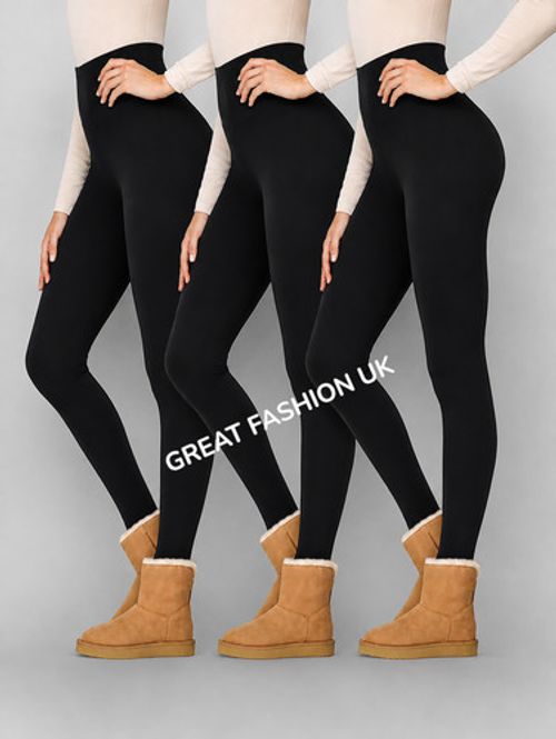 3 PACK Womens Thermal Fleece Lined Leggings Warm Winter Stretch Full Length NEW