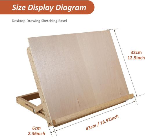 A3 Artist Drawing Board Solid Beech Wood Desktop Painting Easel Adjustable — image 6