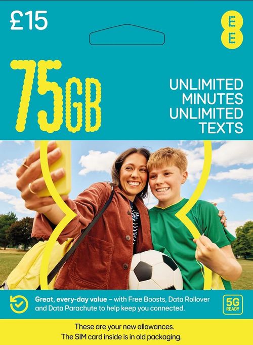 EE SIM Card PAYG 75GB Data Unlimited Calls Texts 30 Days 5G UK Network — image 1