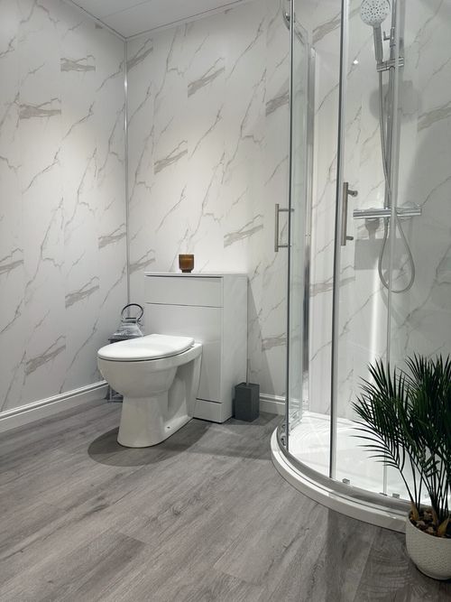 10 White Marble Matt Bathroom Panels Shower Wet Wall Kitchen Cladding PVC — image 5
