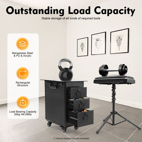 3 In 1 Tattoo Travel Cases With Tattoo Armrest Stand Rolling Makeup Train Case — image 5
