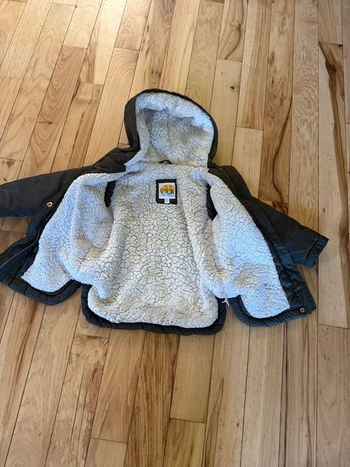 C&C California Puffer Jacket Size 3T Green Sherpa Lined Hooded Coat — image 4