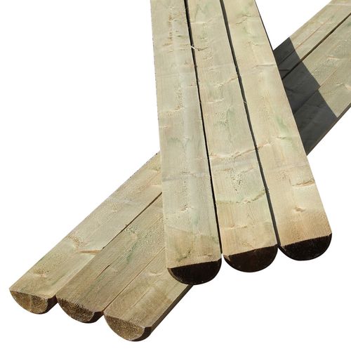 3 Pack of Fencing Rails 3.6m Half Round Fencing Beams Wooden Timber 100mm Dia — image 1