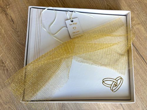Wedding Photo Album in Box White/Gold Rings "Two Rings One Love”. — image 1
