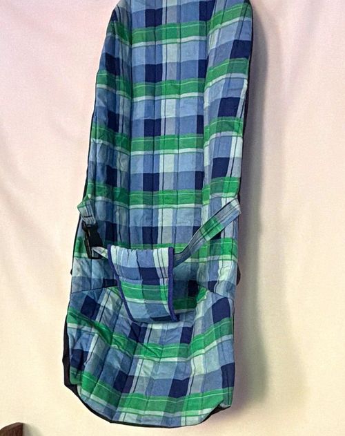 VTG Blue Green Tartan Check Replacement Baby Bouncer Chair Cover 80s 90s  — image 1