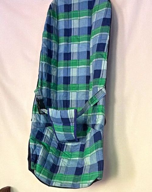 VTG Blue Green Tartan Check Replacement Baby Bouncer Chair Cover 80s 90s 