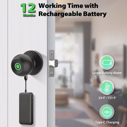 Multifunction Keyless Entry Smart Door Knob Lock Silent Fingerprint Auto App Key — image 4