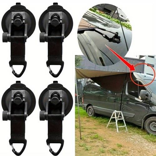 4X Heavy Duty Suction Cups Tie Down Hooks Strong Car Awning Camping Tarp