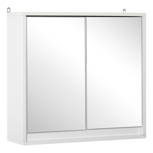 HOMCOM Wall Mounted Mirror Cabinet with Storage Shelf Bathroom Cupboard White — image 1