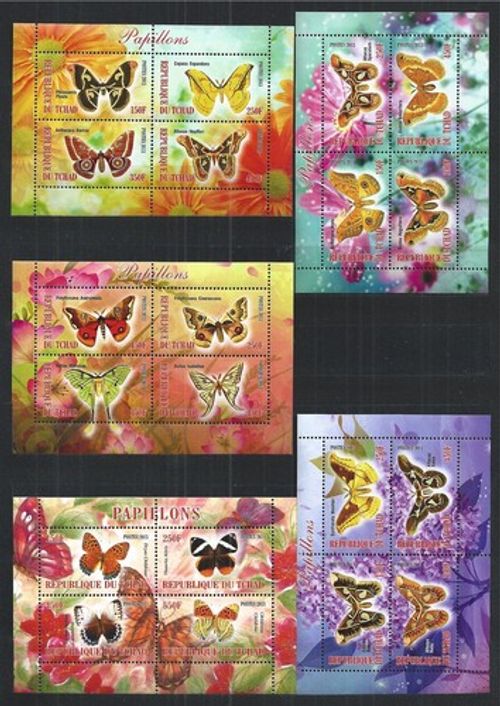 Mini Sheet Set Butterflies Flora Fauna