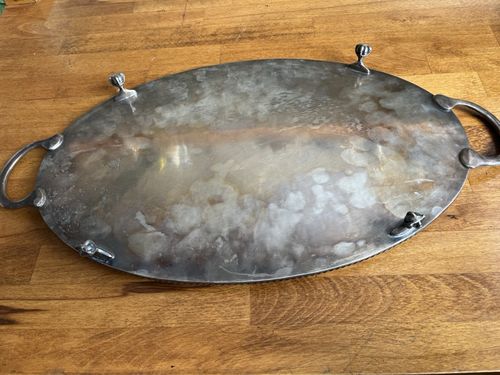 Leonard Silver Plate Oval Serving Tray with Handles, Grape Pattern — image 5