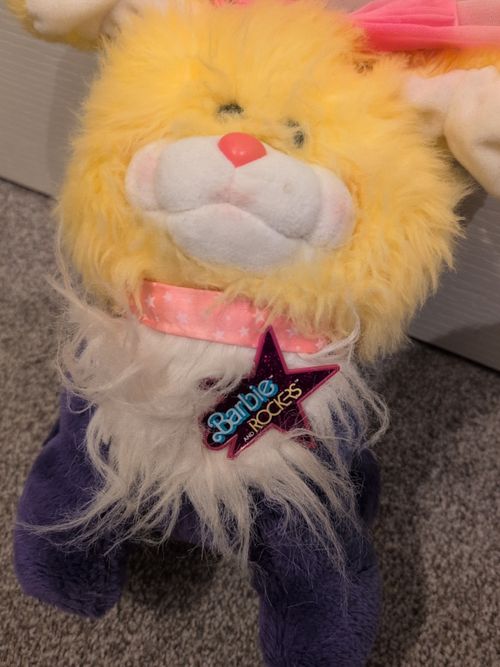 Vintage Barbie And The Rockers Dog Soft Toy 1986 Yellow And Purple Rare To Find — image 2