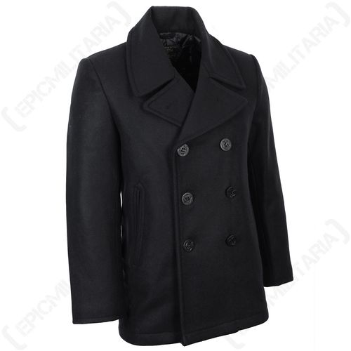 Mil-Tec US Navy Pea Coat - Black - Military Style Double Breasted Wool Jacket — image 2