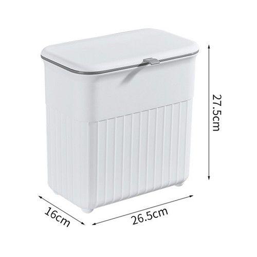 Wall Mounted Waste Bin Kitchen Cabinet Door Cupboard Hanging Trash Can w/ Lid 9L