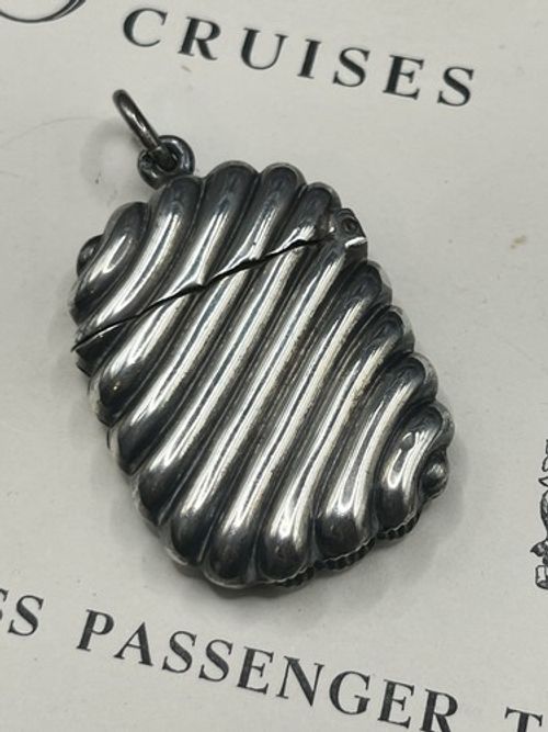 Sterling Silver Antique Vesta Case Birmingham 1889, Victorian era Silver Match H