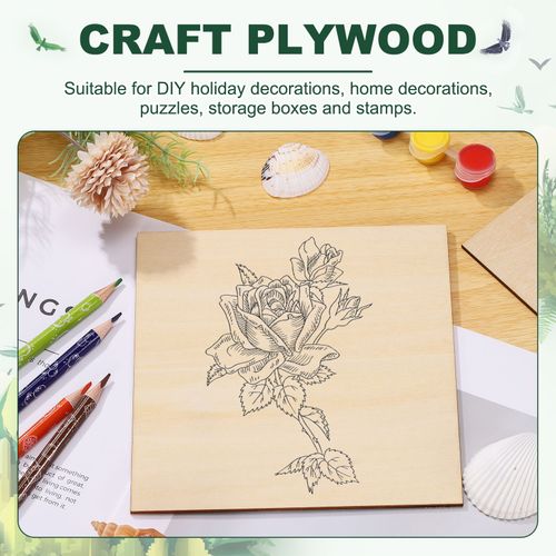 6pcs 2mm Basswood Plywood Sheets 8"x8"x3/32" Plywood Boards Craft Wood Sheet] — image 5