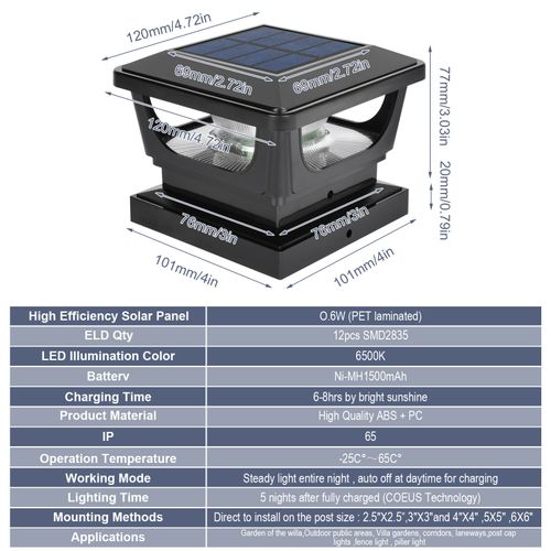 Solar Post Cap Lights Fence Post Lights Outdoor for 3x3 4x4 inch Wooden Posts — image 2