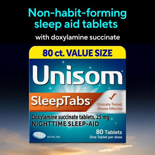 Unisom SleepTabs, Nighttime Sleep-aid, Doxylamine Succinate, 80 Tablets — image 4