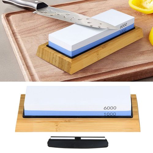 1000/6000 Dual Whetstone Waterstone Knife Water Wet Stone Sharpener with Base — image 9
