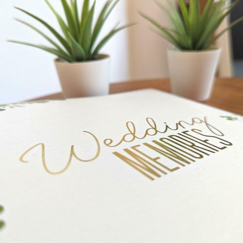 Wedding Photo Album Eucalyptus Gold And Green Design Elegant 200 Photos 6"x4"  — image 2
