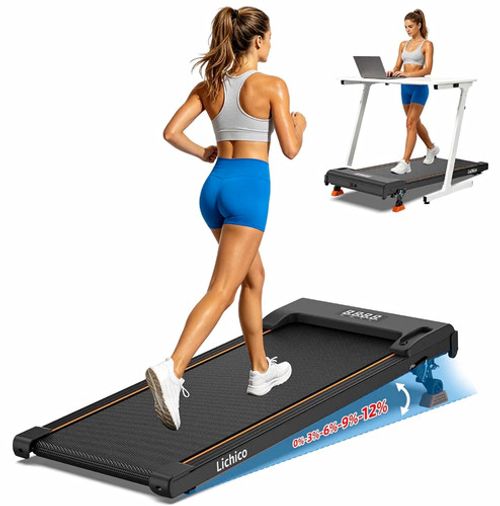 Lichico Electric Under Desk Treadmill Walking Pad 12% Incline Bluetooth