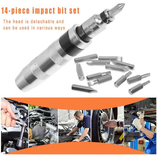 Heavy Duty 1/2" Drive Hand Impact Screw Driver with 13 Impact Screwdriver Bits — image 10