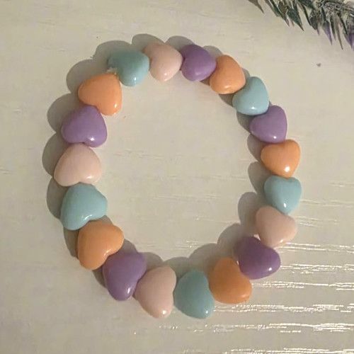 Multicolour Plastic Beaded Stretch Slip-On Bracelet Stackable No Stone