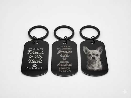 Custom Pet Memorial Keyring – Engraved Dog Tag – Photo/Text - Personalised Gift — image 2