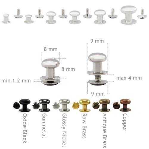 Sam Brown Button Screw Studs Round Head Browne Monk rivets 5 8 9 10 13 mm