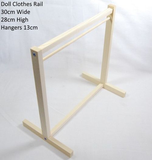Wooden Mini Clothes Rail and Clothes Hangers for Rack - Various Sizes | Dolls