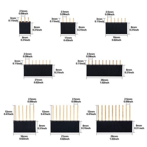 112Pcs 2.54mm Male and Female Pin Header Connector Assortment Kit, 100pcs Shield — image 2