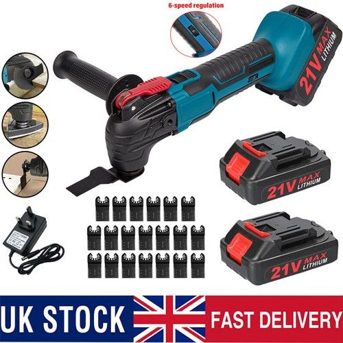 2 Batteries Cordless Oscillating Multi Tool 21V Sander Scraper Saw +20Pcs Blades