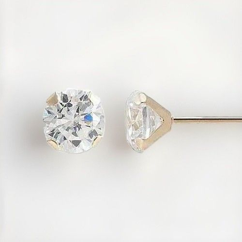 Genuine Natural Diamond Stud Screw Back Earrings in Solid 14k Yellow gold - 2mm