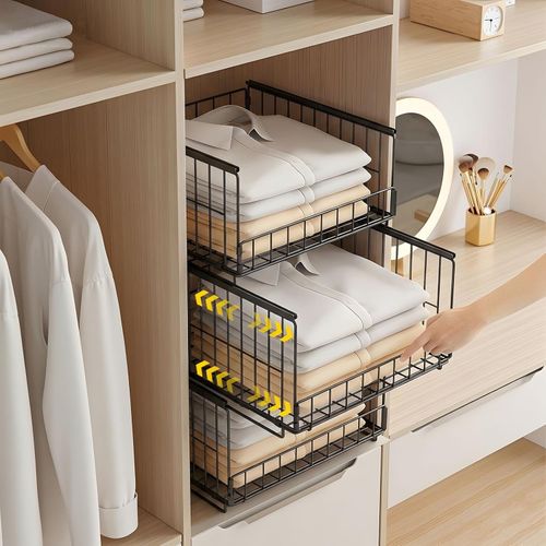 HOTOOLME 3-Tier Sliding Closet Organizers Wardrobe Clothes Storage Shelves — image 2