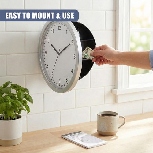 Secret Wall Clock Safe Hidden Compartment Stash Box Jewellery Cash Storage Gold — image 6