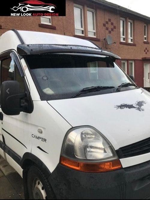 To fit Renault Master 2019-2023 Black Acrylic Sun Visor and Bonnet Guard Set