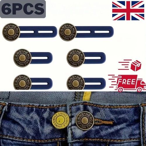 6PCS Button Waist Extender for Jeans Trousers Pants Adjustable Waist Extension