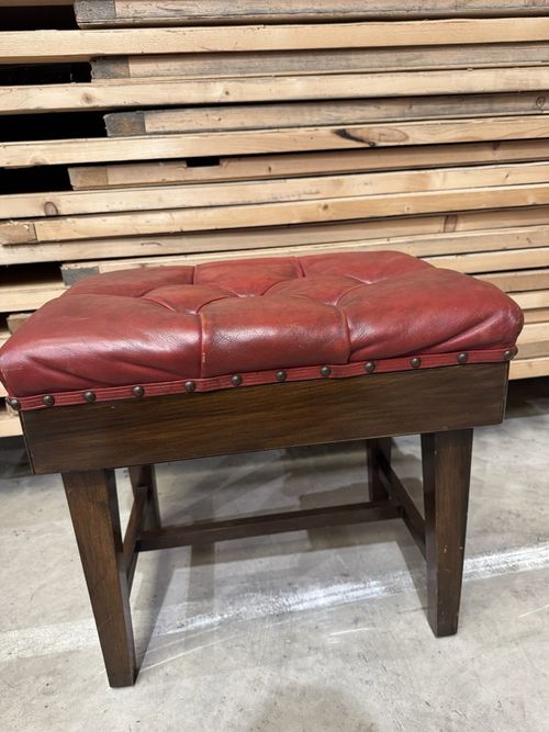 Antique piano Stool Red Leather Seat With Adjustable Rising Height Lovely — image 2