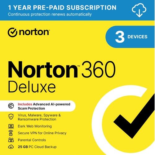Norton 360 Antivirus 2026 Standard Deluxe Premium 1, 3, 5, 10PC 1 Year  BY EMAIL