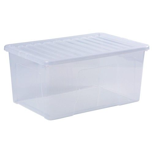 3 x Plastic Storage Box W/ Lids 90 L Storage Wham Crystal, Heavy Duty Tint Clear