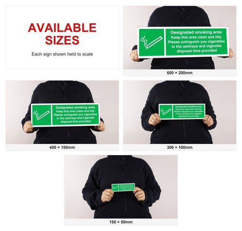 Designated smoking area keep this area clean - safety sign PVC Sticker Dibond — image 2