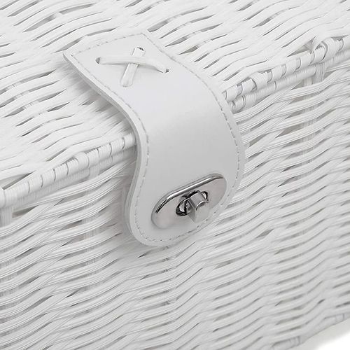 Wicker Storage Basket White x3 Laundry Hamper Stackable Lid Lock Home Decor — image 15