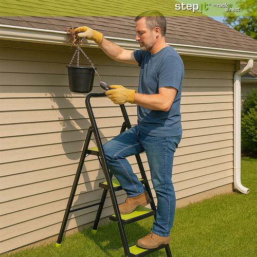 3 Step Steel Ladder Foldable Safety Step Stool 150kg Heavy Duty Anti-Slip Treads — image 7